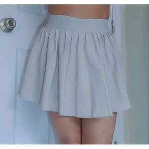 Garage Sz XS Mini Skirt Beige Pleated Skort Thick Waistband Built In Shorts